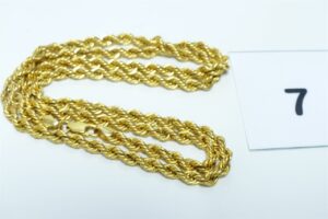 1 chaîne maille corde en or 585/1000 14K (L77cm). PB 13,4g