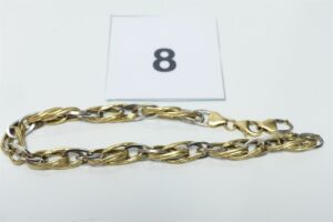 1 bracelet maille fantaisie bicolore en or 750/1000 18k (détérioré). PB 6g
