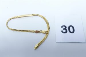1 bracelet maille anglaise en or 750/1000 18k identité gravée (L18cm). PB 4,4g