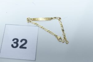 1 bracelet maille alternée en or 750/1000 18K identité gravée (L14cm). PB 2,9g