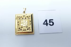 1 pendentif Coran en or 750/1000 18k (petit choc, H4cm). PB 6,3g