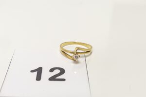 1 Bague solitaire en or 750/1000 18k, orné d'un petit diamant (td53). PB 2,6g