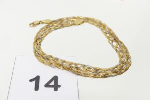 1 Collier maille tressée tricolore en or 750/1000 18k (L44cm). PB 6,5g