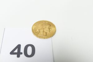 1 Pièce de 20Frs RF1910 en or 900/1000. PB 6,45g