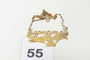 1 Collier en or 585/1000 14k motif central avec prénom (L42cm). PB 9,3g
