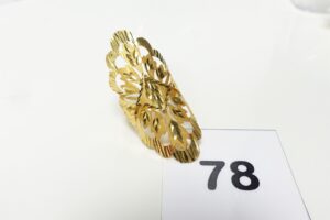 1 Bague forme marquise en or 875/1000 motif central floral (td60). PB 4,4g