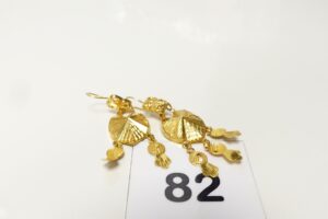 1 Paire de pendants ouvragés en or 875/1000 21k.(manque motif en pampille). PB 3,6g