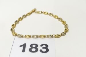 1 Bracelet maille grain de café bicolore en or 750/1000 18k (L19cm). PB 6,3g