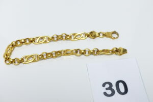 1 Bracelet maille jaseron et maille tressée en or 916/1000 22k (L20cm). PB 9,2g