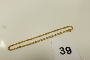 1 Chaîne maille torsadée en or 750/1000 18k (L50cm). PB 4g