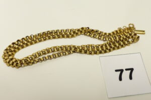 1 Chaîne ou collier maille fantaisie en or 585/1000 14k avec chaînette de sécurité (L60cm). PB 31,4g