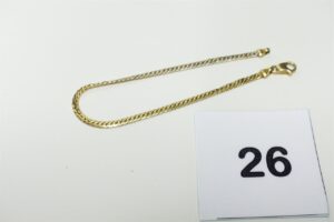 1 Bracelet maille anglaise usé en or 750/1000 18k (L18cm). PB 3,6g