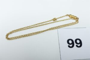 1 Chaîne maille jaseron en or 750/1000 18k (L40cm). PB 4,7g