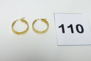 2 créoles (paire) en or 750/1000 18k. PB 2,1g
