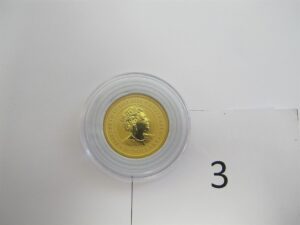 1 pièce Australienne en or 24k(999/1000)de 25 dollars Elisabeth II de collectionde 2023 avec protection en plastique nonor.PBT or 24k(999/1000)7,77g.