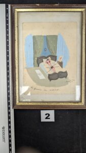 Collection: 1 Aquarelle (la femme du mobilisé) signée PEYNET, daté de 1939 (10,5x14cm).
