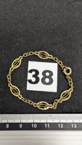 Bracelet maille filigranée (L15,5cm) en or 750/1000 18k. PB 4,56g