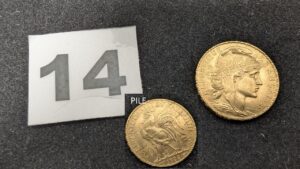 1 Marianne de 20fr année 1908 900/1000 21,6k. PB 6,45g