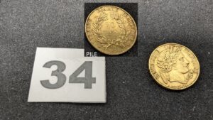 1 Cérès de 20fr année 1850 en or 900/1000 21,6k. PB 6,4g