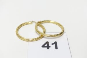2 créoles torsadées en or 750/1000 18k. PB 3,2g