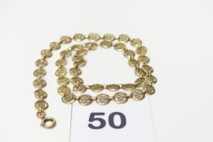 1 collier à maillons filigranés en or 750/1000 18k (L43cm). PB 14,3g