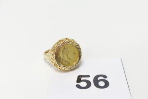 1 bague or 750/1000 18k sertie d'un motif ouvragé (Td58). PB 3,7g