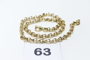 1 chaîne maille jaseron en or 750/1000 18k (quelques maillons cabossés, L44cm). PB 12,8g