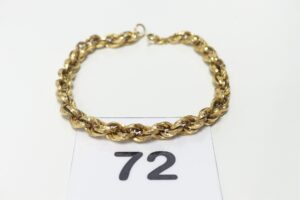 1 bracelet maille corde en or 750/1000 18k (abîmé,L20cm). PB 7,5g