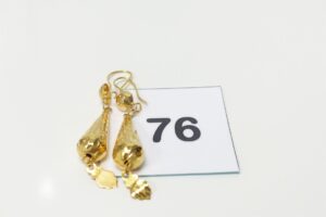 2 pendants en or 875/1000 21k en forme de gouttes. PB 3,7g