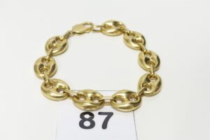 1 bracelet maille grain de café en or 750/1000 18k (L21cm). PB 31,7g
