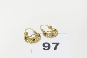 1 Paire de Créoles Savoyardes en or 750/1000 18k (manque les pampilles). PB 3,6g