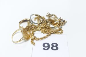 1 Lot de bijoux détériorés en or 375/1000 9k. PB 15,4g