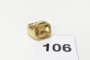 1 Imposante bague en or 750/1000 18k sertie d'une pierre jaune (td62). PB 18,6g