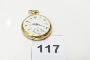 1 Montre de poche boitier et cuvette or 750/1000 18k (diamètre 4 à 4,5cm).PB 55g