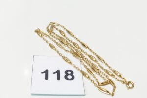 1 Chaîne ou giletière en or 750/1000 18k (L63cm). PB 11,1g