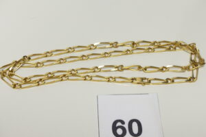 1 Chaîne maille figaro en or 750/1000 (18K, Longueur 62cm). PB 26,2g