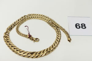 1 Collier maille anglaise en or 375/1000 (9K, fermoir à fixer, abimé, Longueur 45cm). PB 26,9g