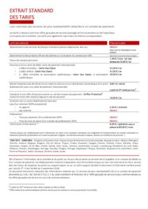 Extrait standard des tarifs au 20 novembre 2026